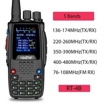 [해외] 무전기 워키토키 Radtel RT-4B 5 밴드 아마추어 양방향 라디오 200CH 햄 VOX DTMF 2 톤 5 톤 SOS 컬러 LCD 스캐너 FM 라디오, 기준