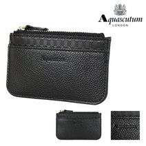 아쿠아 스큐텀 패스너 동전 지갑 키 링 첨부 jet black 제트 블랙 AQ608013 Aquascutum 코인 케이스 키 케이스 소가죽 맨즈[당일 발송]