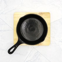 맥반석코팅 무쇠 주물 후라이팬 스킬렛 인덕션겸용, 23.5cm(9인치)+우드받침