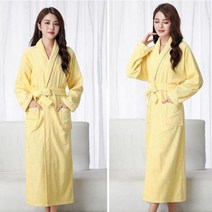 수건 소재 목욕 가운 남성 여성 커플 잠옷 잠옷 호텔 100 면 흡수제 띠가있는 빠르게 건조 목욕 가운, XL, 노란색