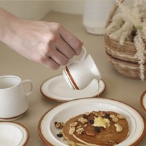 오발볼 타원형접시 스파게티접시 오벌플레이트 파스타볼 디저트 브런치그릇, 소스컵, 어텀 레드브라운
