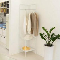 디페이브 철제 공간활용 수납선반 2단 스탠드 행거, 블랙