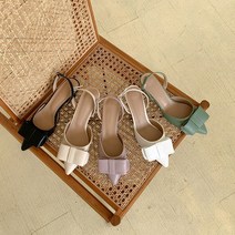 브링미[브링미슈1cm]스티치리본 스틸레토슬링백 플랫슈즈(5color)