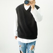 4XL 남자 빅사이즈니트 브이넥조끼 큰옷