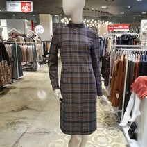 3여성)올리비아로렌 롤밴드 타입의 H라인 체크 원피스 VOPOAWW9251