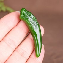 천연옥 옥목걸이 팬던트 힐링 늑대 치아 자연 녹색 펜던트 손으로 조각 한 매력 쥬얼리