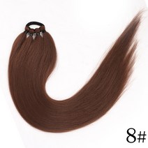 붙임머리 AZQUEEN-26 인치 긴 포니테일 및 고무 밴드 래핑 블랙 브라운 가발 헤어피스 부분가발복싱 브레이드, [05] 8