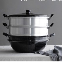 킹크랩 찜기 대게 랍스타 만두 찐빵 호빵 업소용 대형 3단 찜통 찜솥, 33cm