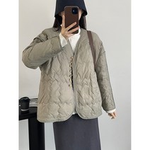 패딩 여성 가을 겨울 루즈핏 퀼팅 스몰 버튼 코트 화이트 오리털 점퍼