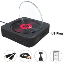 벽걸이 CD플레이어 다기능 MP3 DVD 플레이어 블루투스 호환 스피커 CD/DVD 형 3.5mm AUX 잭 IR 리모컨 포함, [03] Black US