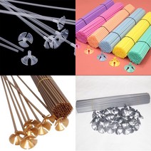 풍선 컵스틱 다양한 색상 10개단위 막대 손잡이 고정 셀프 꾸미기 DIY 투명 마카롱 골드 실버, 피치
