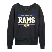 NFL 여성용 플러스 사이즈 차콜 크루넥 축구 의류 가벼운 슬라우치 래글런 소매 풀오버 506218, Los Angeles Rams - Charcoal