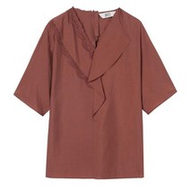 베스띠벨리 2021가을 브이넥 레이스 러플 카라 블라우스2402RU