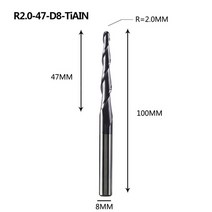 우드조인트 다목적우드조인트 조인트라우터 조립식판넬 조립식나무 샌드위치 텅스텐 솔리드 카바이드 엔드 밀 4mm 6mm 8mm 볼 노즈 테이퍼 엔드 밀 라우터 비트 CNC 164, R2.0-47-D8-TiAlN