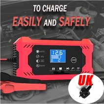 AGM배터리 12V 6A Intelligent Car Motorcycle Battery Charger for Auto Moto Lead Acid AGM Gel VRLA Sma, 06 Red UK Plug