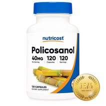 뉴트리코스트 폴리코사놀 40mg 120캡슐(사탕수수알콜), 1개, 기본