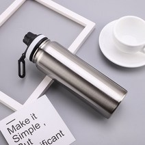 진공탈포기 수동 실리콘 탈포기 교반 UPORS 스테인레스 스틸 스포츠 물병 600ml/800ml 대용량 이중벽 진공, 04 Silver_02 800ml