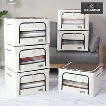 [벨라홈] 프리미엄 대용량 리빙박스 66L 6개세트(CN7776), 색상:아이보리