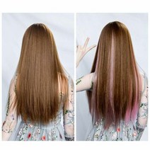 여자가발 여자 일자 포인트 컬러 헤어피스 붙임머리 부분 가발, 색상:애쉬카키, 단품
