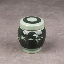 청자 흑조각운학 항아리단지(300g) 꿀단지 경옥고단지