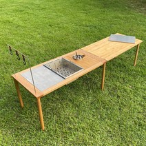 브라이튼 우드 IGT 캠핑 테이블 그릴 화로대, 스테인리스 상판(400다리)