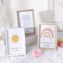 포토테이블액자 결혼식 청첩장보관 증명사진 폴라로이드 졸업사진 심플하고 창의적인 나무 사진 프레임 테, 02 yellow_04 10.2 x15.2
