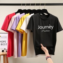 [오늘발송] 스타일아유 여성용 여름 반팔티 Journey 프린트 쫀쫀 라운드 반팔 티셔츠[AYG6TS365A]
