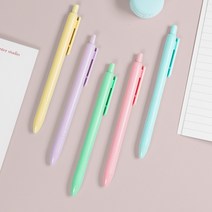뽀너스 마카롱 볼펜 똑딱이 원터치 펜 1.0mm 5color 인쇄제작가능, 그린