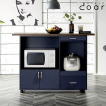 도아르 이동식 미니 홈바 테이블 밥솥 렌지대 수납 아일랜드 식탁, 헤네시 아일랜드 홈바, 네이비