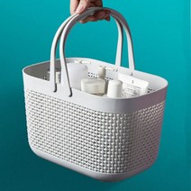 리빙디움 욕실 바구니 물빠짐편리 라탄스타일 목욕가방(2color) 헬스장 수영장 가방, 그레이