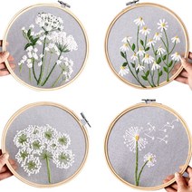 투명 야생화 들꽃 십자수 패키지 집순이 취미 집콕 방콕 DIY 십자수키트, 4-십자수-흰큰꽃
