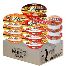 [메리박스] 컵라면세트 팔도왕뚜껑 혼합(왕뚜껑x3+김치x3+짬뽕x3)+김치사발면x3, 1세트