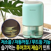 퓨어코치 제습기 LED 무드등 펠티어 가정용 원룸 소형 강력 미니제습기, 민트, 저소음 퓨어코치 미니 제습기