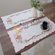 SY몰 크리스마스 러너 2P세트 자수러너 패브릭식탁보