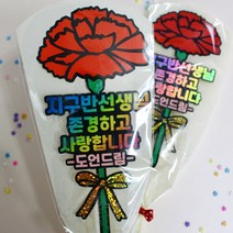 아이리스토퍼 카네이션토퍼 꽃한송이토퍼 스승의날토퍼 어버이날토퍼, 포장지추가(+1000원), 레인보우시트지