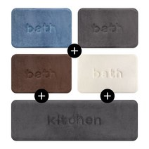 1+1 이즈코리아 매트포라이프 메모리폼 발매트 주방 부엌 욕실 화장실 매트, 브라운bath + 블루Kit, 당일발송