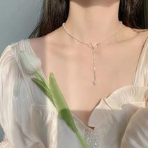 DFMEI 고급스러운 ins리본 진주목걸이 여잔 요정 미니멀 디자인 세련된 쇄골체인 기질 목걸이