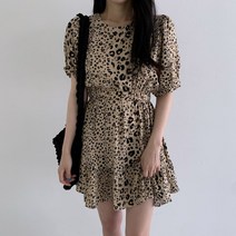 클로슈W / 레오파드 밴딩 미니 원피스