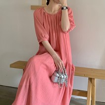 라운드 셔링 퍼프 숄더 롱원피스 2A22630