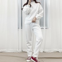 스토리원 여성 2pcs 기모 반폴라 맨투맨 트레이닝 바지 세트 RKWM-SET33