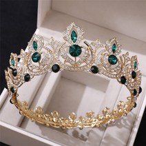 왕관 세련된 고급진 생일 Mamojko Baroque 여왕 신부 여성 크리스탈 웨딩 모자를 쓰고 있죠 티아라 헤어 액세서리 비쥬, 01 zxc87green