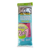 하얀손 고무장갑(2+1) 중 주방장갑, 핑크, 1개