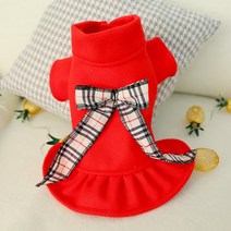 강아지옷 애완동물 요크셔테리어 비숑 포메라니안 가을겨울옷 리본 영국스타일 모직물 테디베어스커트 보온 두꺼운, C02-S-4키로정도