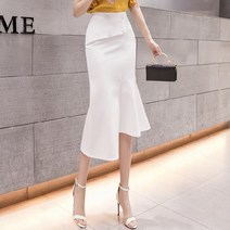 봄빛 머메이드 투버튼 미디 스커트 10220