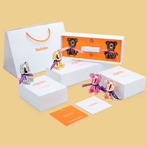 말라코 브릭 베어 (1+1 세트) 곰돌이 차량용 방향제 송풍구 클립 감성 인테리어 디퓨저 카 프라그랑스 선물하기, 02_실버, 05_핑크
