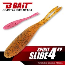 [B-BAIT] 비베이트 스피릿 슬라이드 배스웜 (4인치 10개입) 백슬라이딩웜, 네온라임