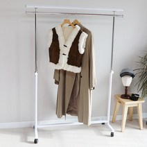 코코디피 엘가 이동식 행거 기성 옷가게 옷걸이 의류 매장용 튼튼한 1단 헹거, 화이트 100cm+우레탄 바퀴로 변경합니다