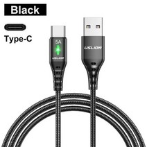USLION-화웨이 P40 P30 프로 핸드폰용 USB c타입 케이블 5a 핸드폰 고속 충전 데이터 와이어 코드 샤오미 12 포코 X4 원플러스, Black, 0.3m