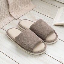 포그망 사계절 거실화 실내 린넨 슬리퍼 사무실 발편한 실내화, 브라운, 1개