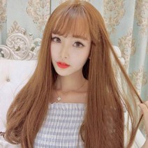 마롱패션 여자 패션 머리 여신 가발 롱 생머리 망포함 통 여성